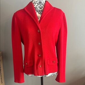 Vintage Casteberry Knits Red Women's Jacket Blazer, Size 10
